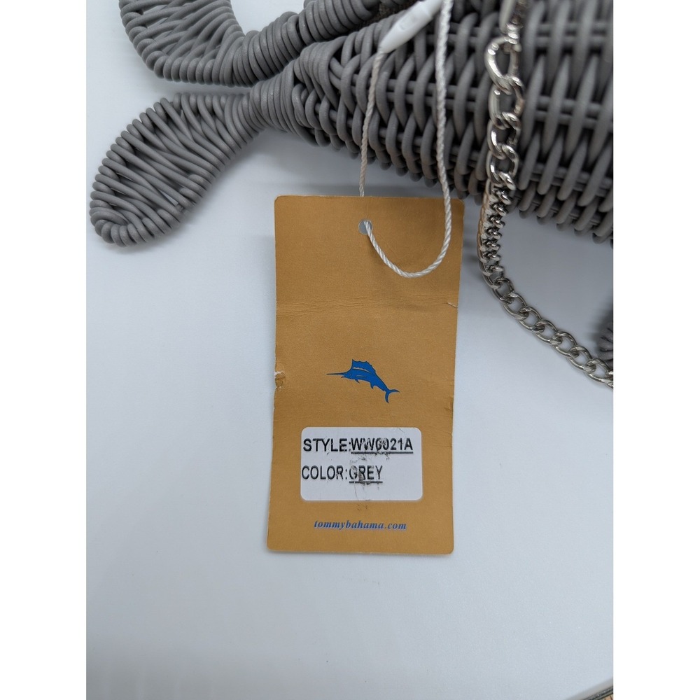 NEW Tommy Bahama Grey Wicker Dolphin Crossbody Bag Novelty Purse WW6021A - Picture 8 of 9